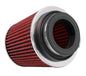 K&N Universal Air Filter Chrome Round Tapered Red - 4in ID x 1.125in L x 5.5in H (Multi Lingual)