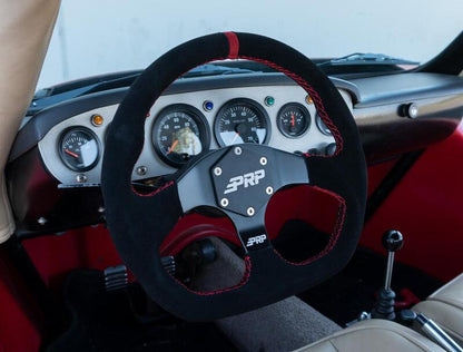 PRP Suede D-Shape Steering Wheel - Red