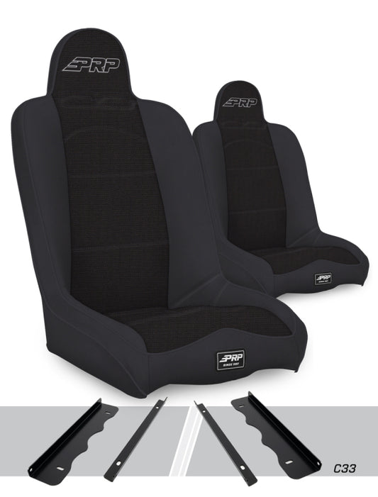 PRP 95-01 Jeep Cherokee XJ Daily Driver High Back Suspension Seats Kit (Pair) - Black