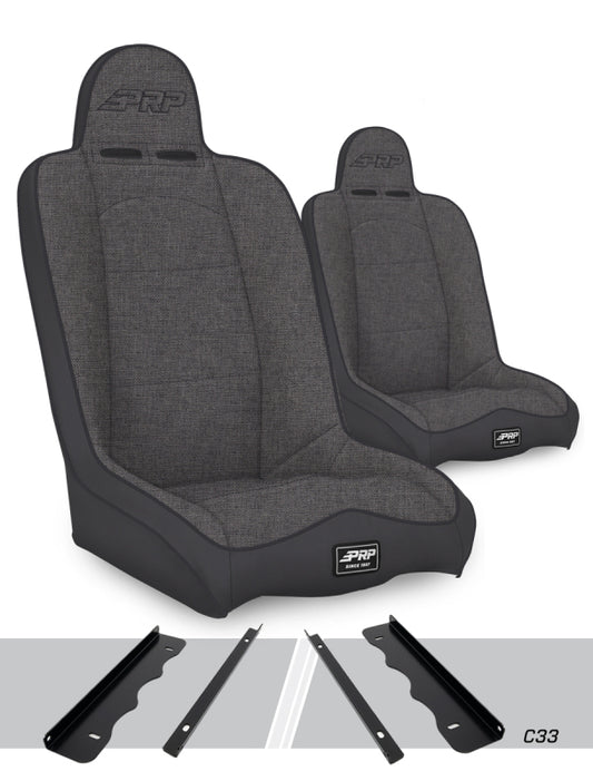 PRP 95-01 Jeep Cherokee XJ Daily Driver High Back Suspension Seats Kit (Pair) - Gray
