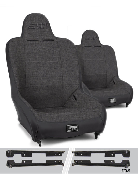 PRP Jeep Wrangler JK/JKU Premier High Back Suspension Seats Kit (Pair) - Gray
