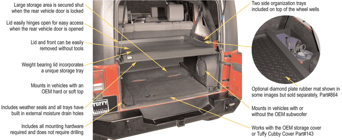 Tuffy Cargo Enclosure | Deluxe | Jeep Wrangler JK | 2007 - 2010