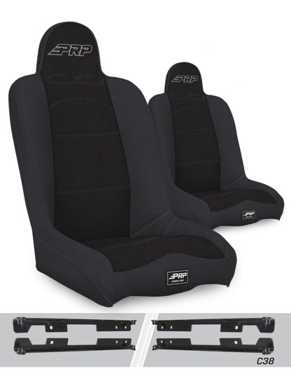 PRP Jeep Wrangler JK/JKU Daily Driver High Back Suspension Seats Kit (Pair) - Black