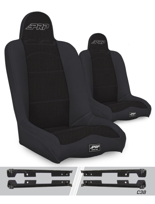 PRP Jeep Wrangler JK/JKU Daily Driver High Back Suspension Seats Kit (Pair) - Black
