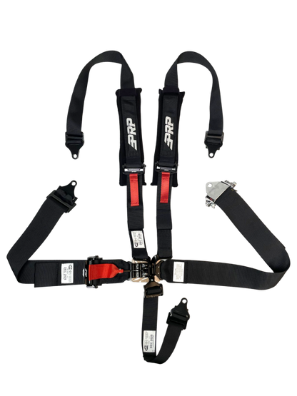 PRP 5 Pt Harness Latch and Link with 2in Shoulders-3in Lap Belts and Ratchet Straps SFI 16.1- Black